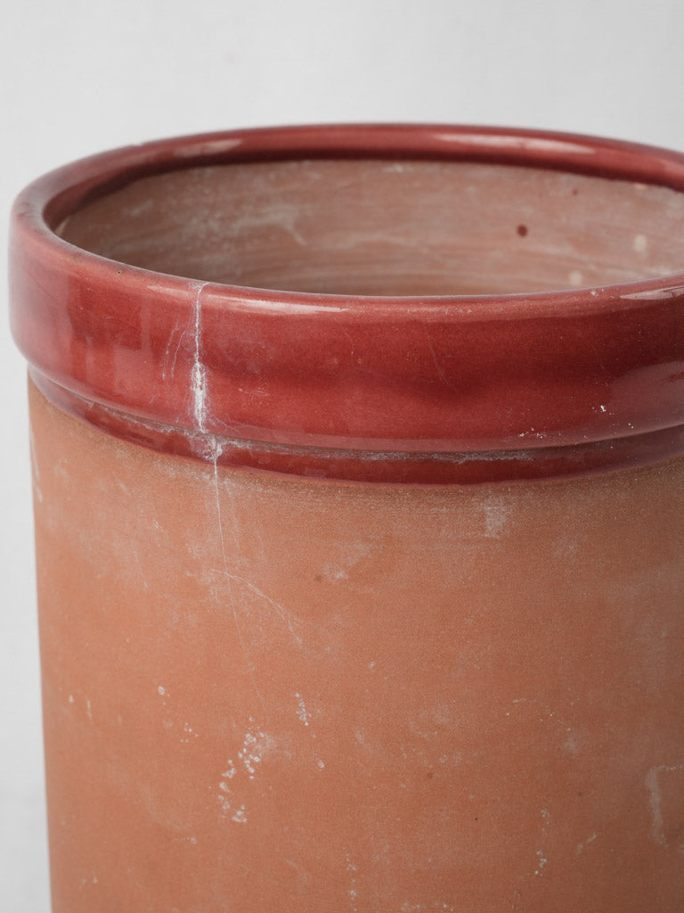 Handmade terracotta wine bottle chiller, red ocher glaze