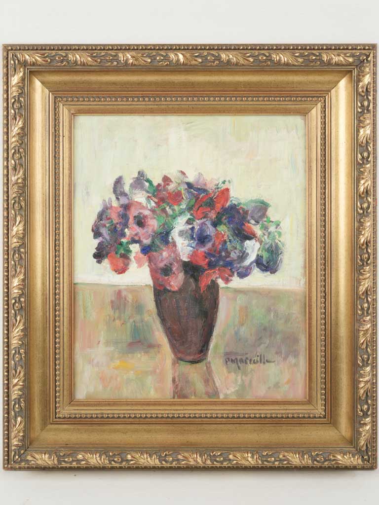 Vintage French poppy still life painting