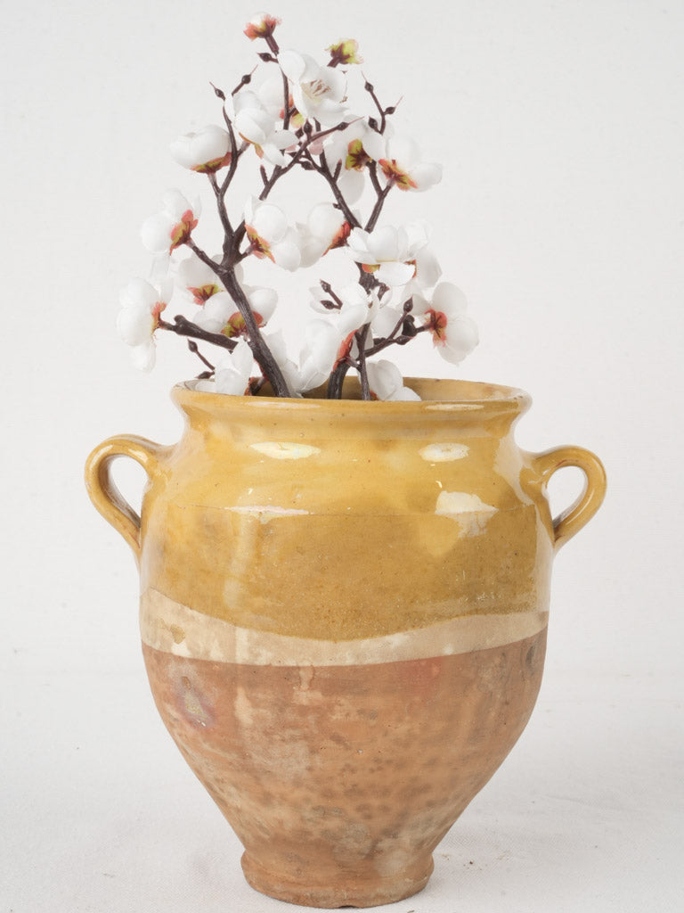 Rustic ochre-glazed pottery vessel