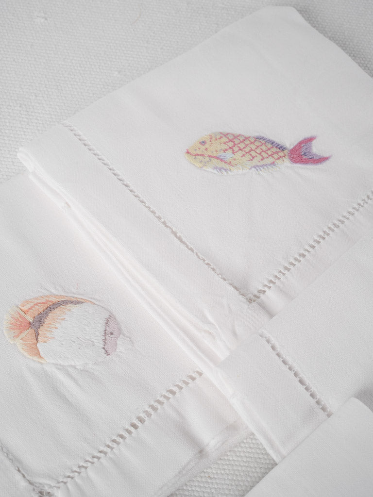 Luxurious, European, seafood-themed set of napkins