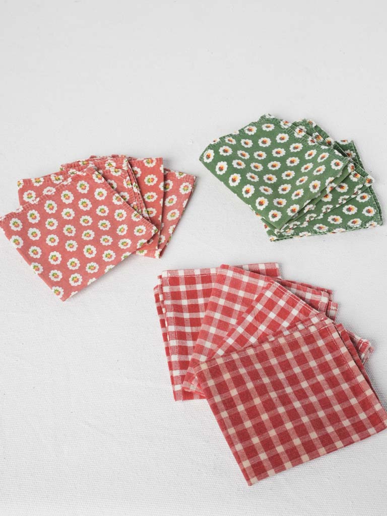 Vintage green and red napkins