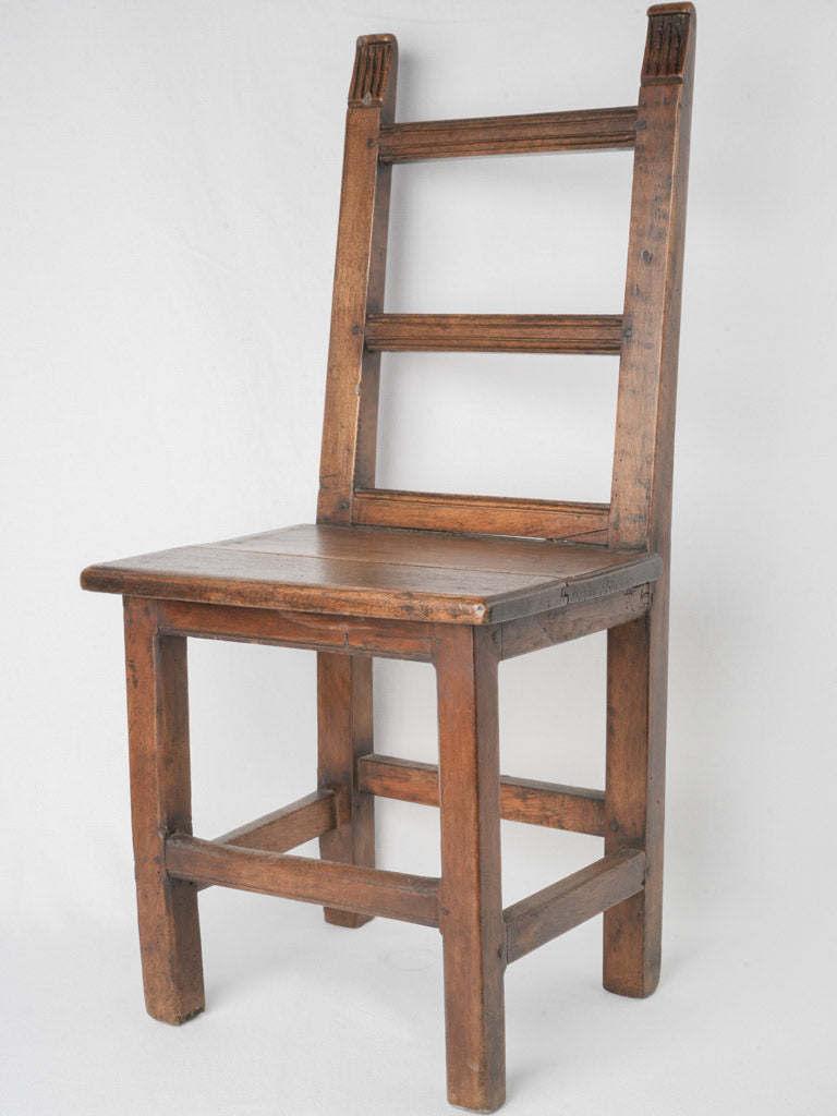 Charming, naive, vintage, French, walnut, ladderback chair