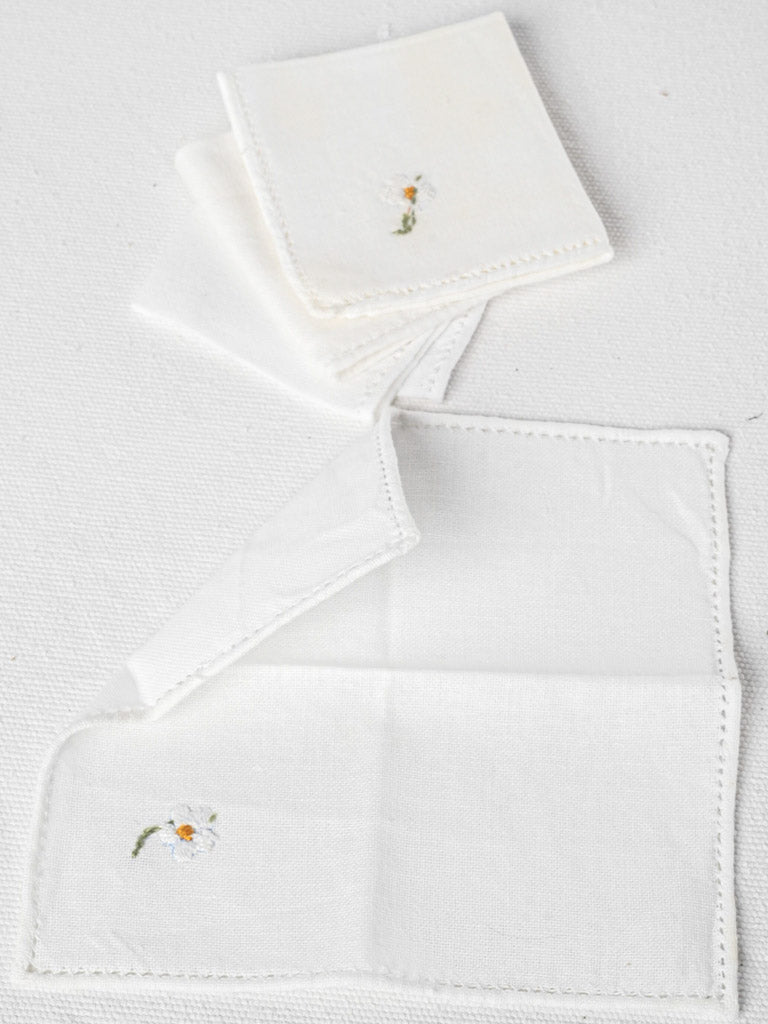 Elegant vintage floral embroidered napkins