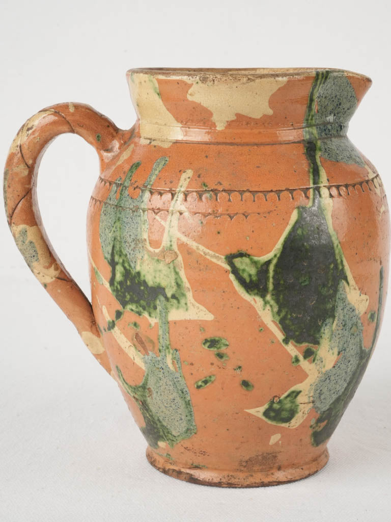 Ochre green beige water pitcher