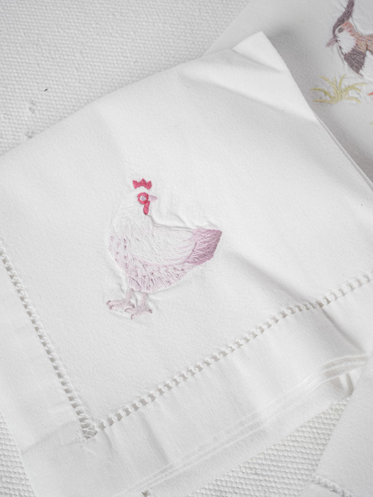 Rustic farmhouse style hen napkin set