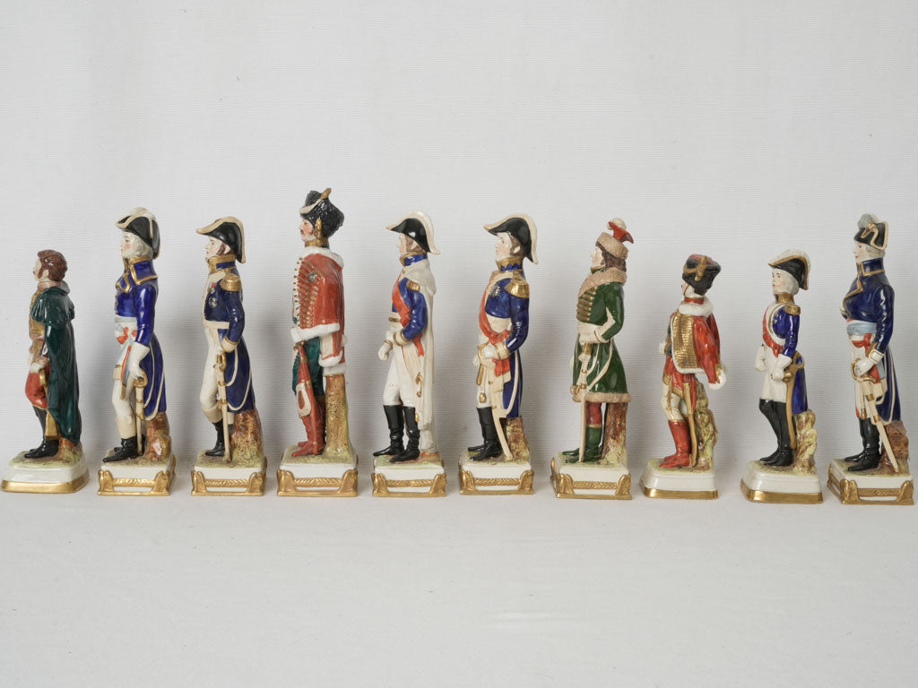 Vintage porcelain military officer statues