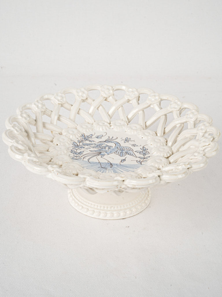 Vintage French faïence openwork coupe