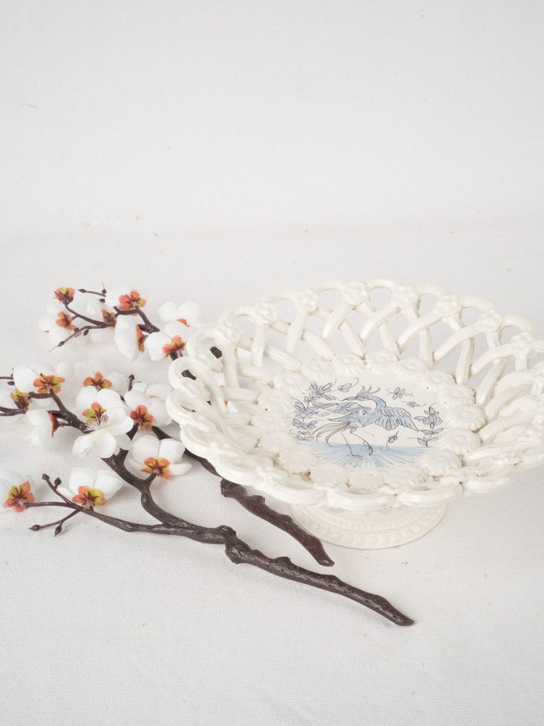 Antique cobalt floral lattice bowl