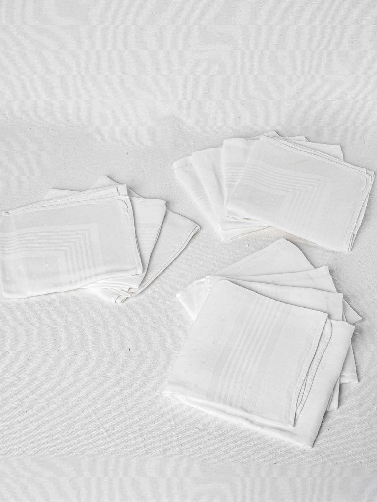 Antique French white linen napkins 