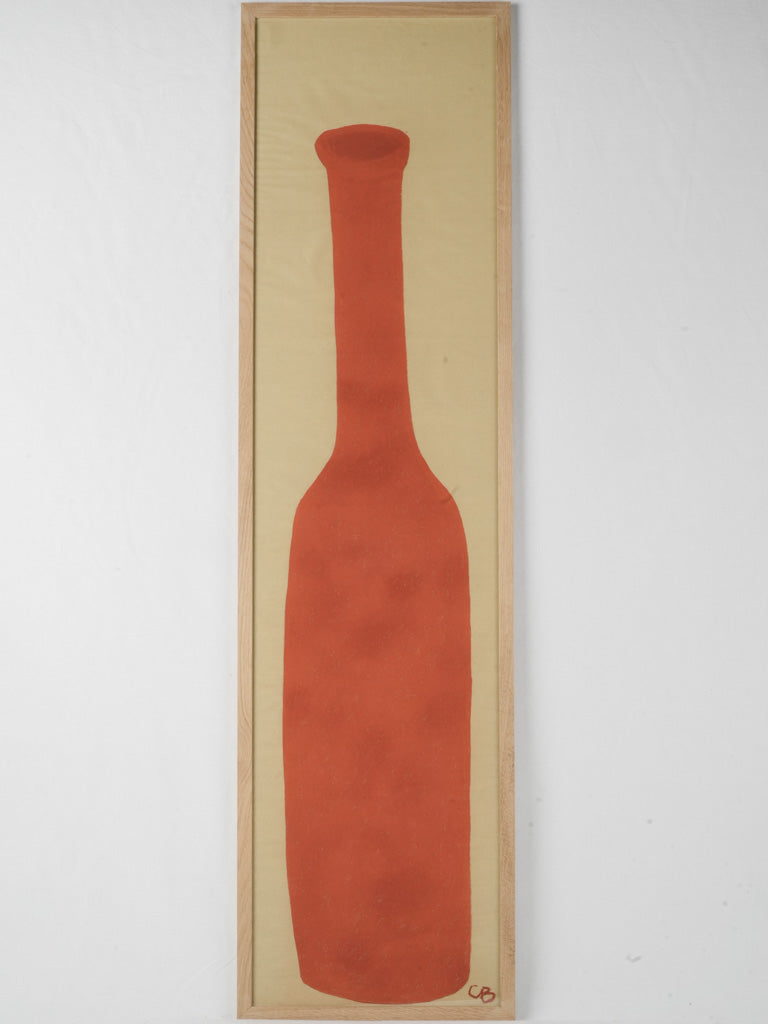 Large pastel portrait of a huge red bottle - Caroline Beauzon 55" x 14½"