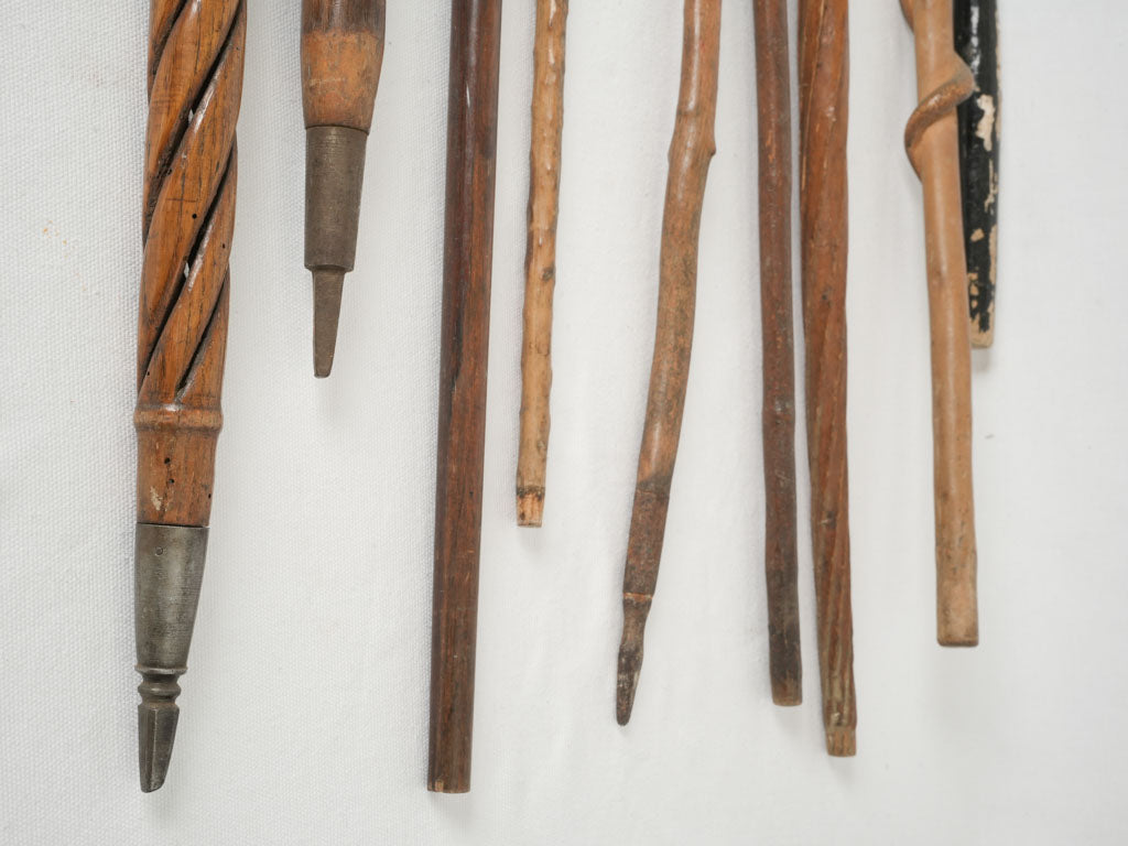 Characterful, aged wooden walking canes