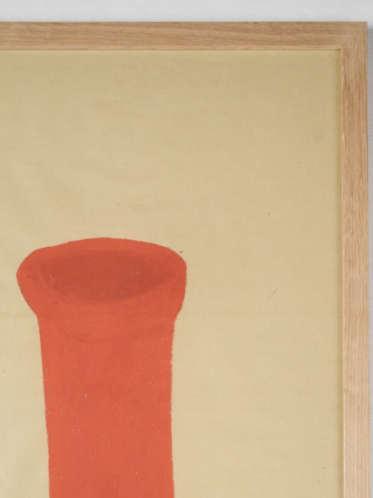 Large pastel portrait of a huge red bottle - Caroline Beauzon 55" x 14½"