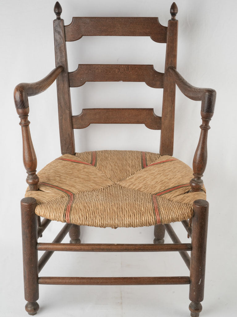 Vintage ladderback armchair with rush 