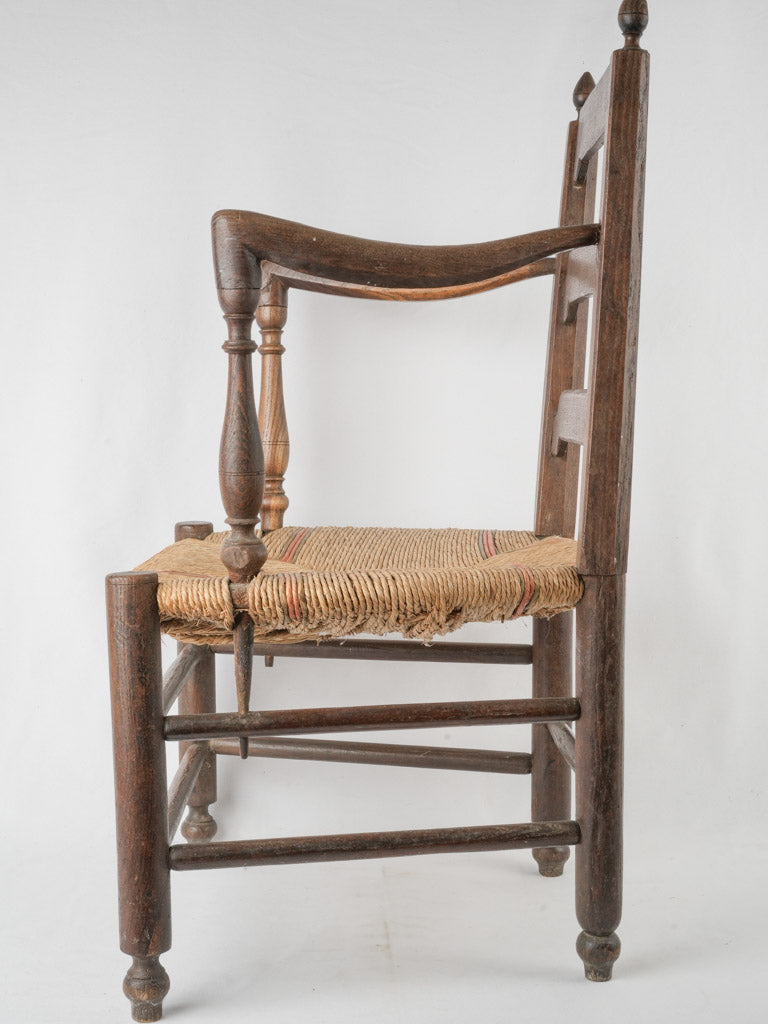 Antique wooden ladderback armchair