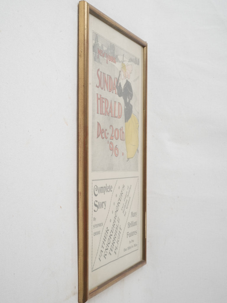 Aged newspaper promo wall decor