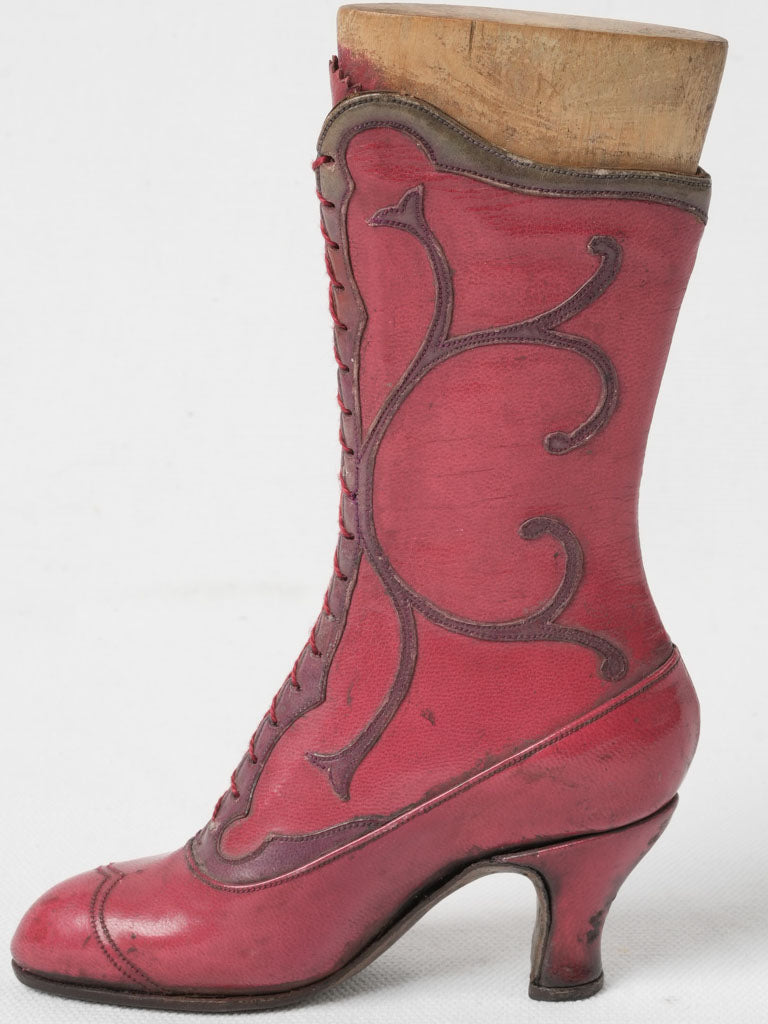 Elegant 19th-century red leather boot