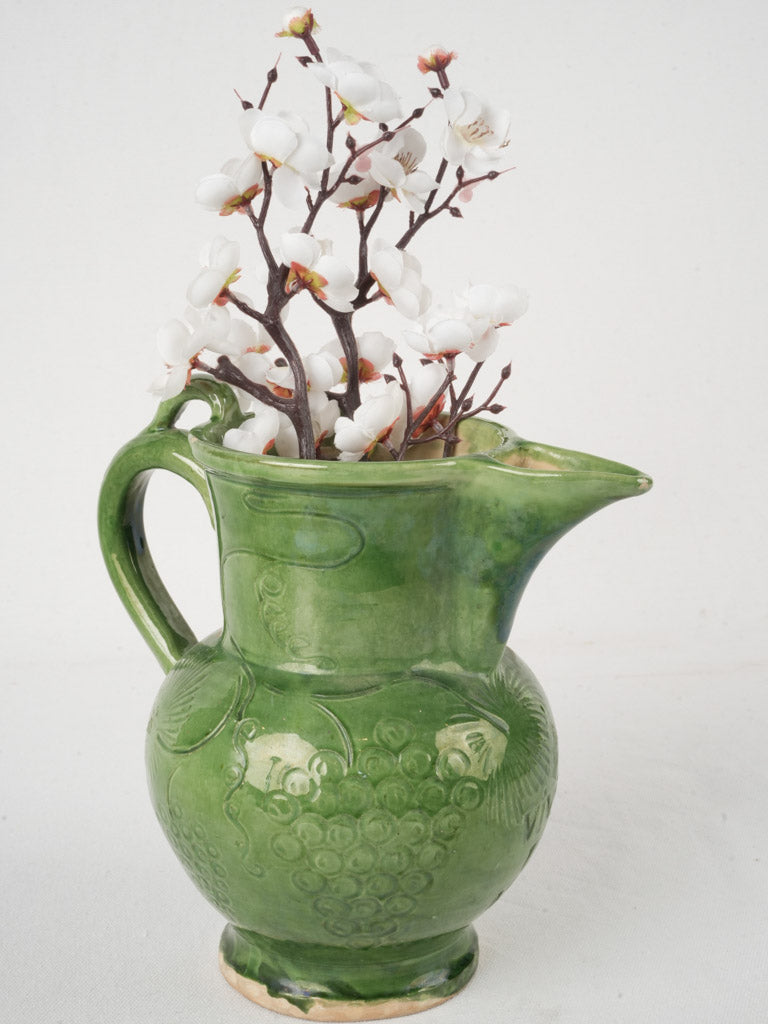 Rustic green glazed pitcher