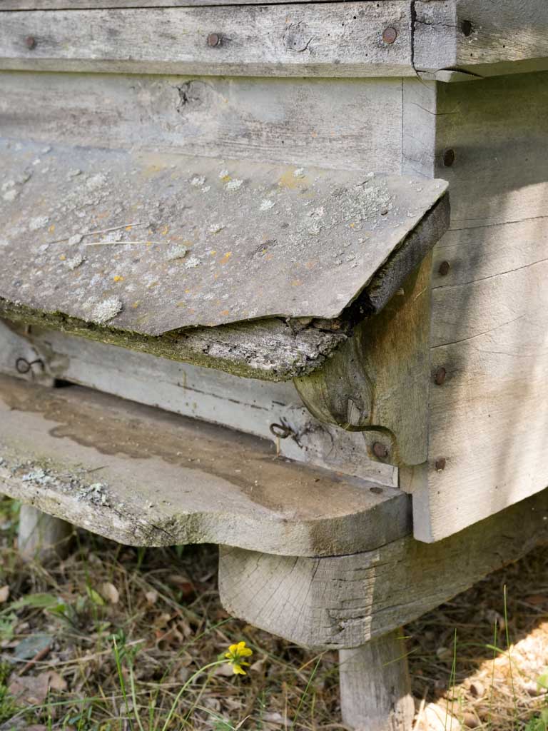 Vintage, time-worn, wooden French beehives