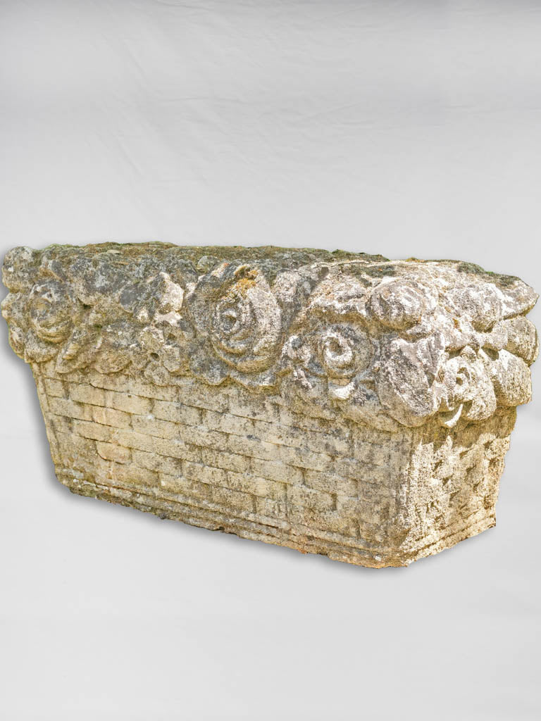 Vintage, weathered reconstituted stone fruit basket