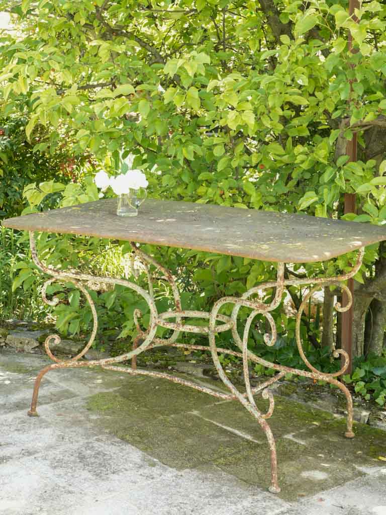 Weathered, rustic garden table