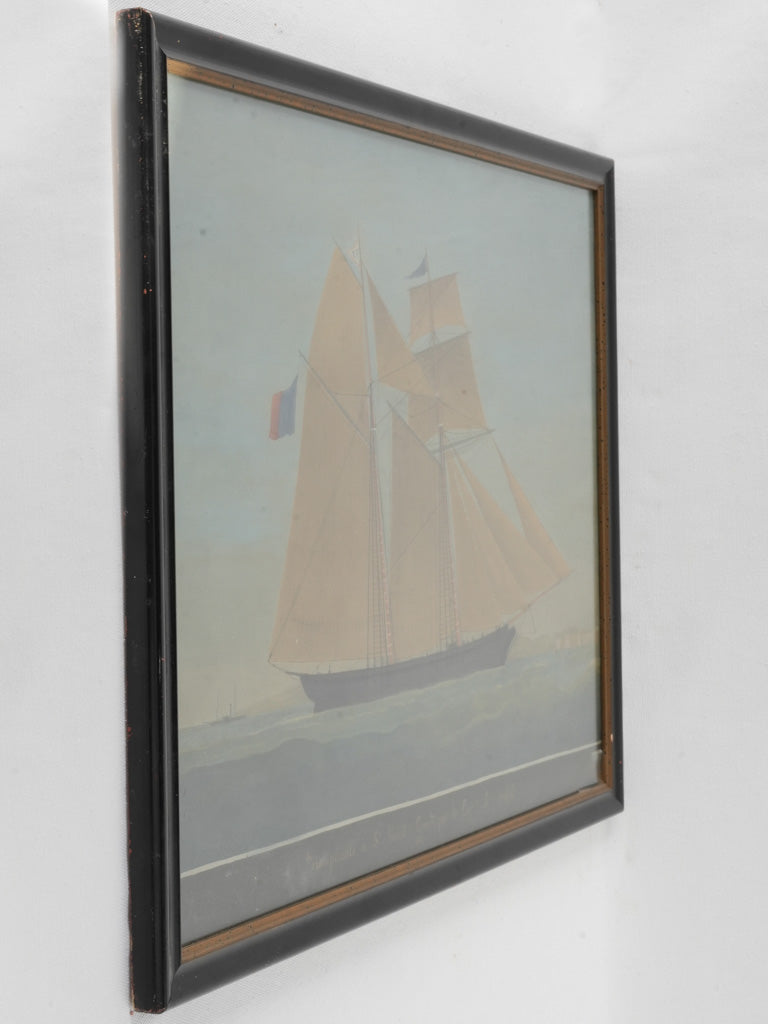 Classic French schooner portrait artwork