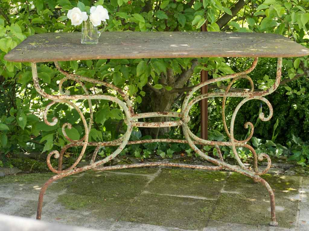 Antique, rustic French wrought iron table