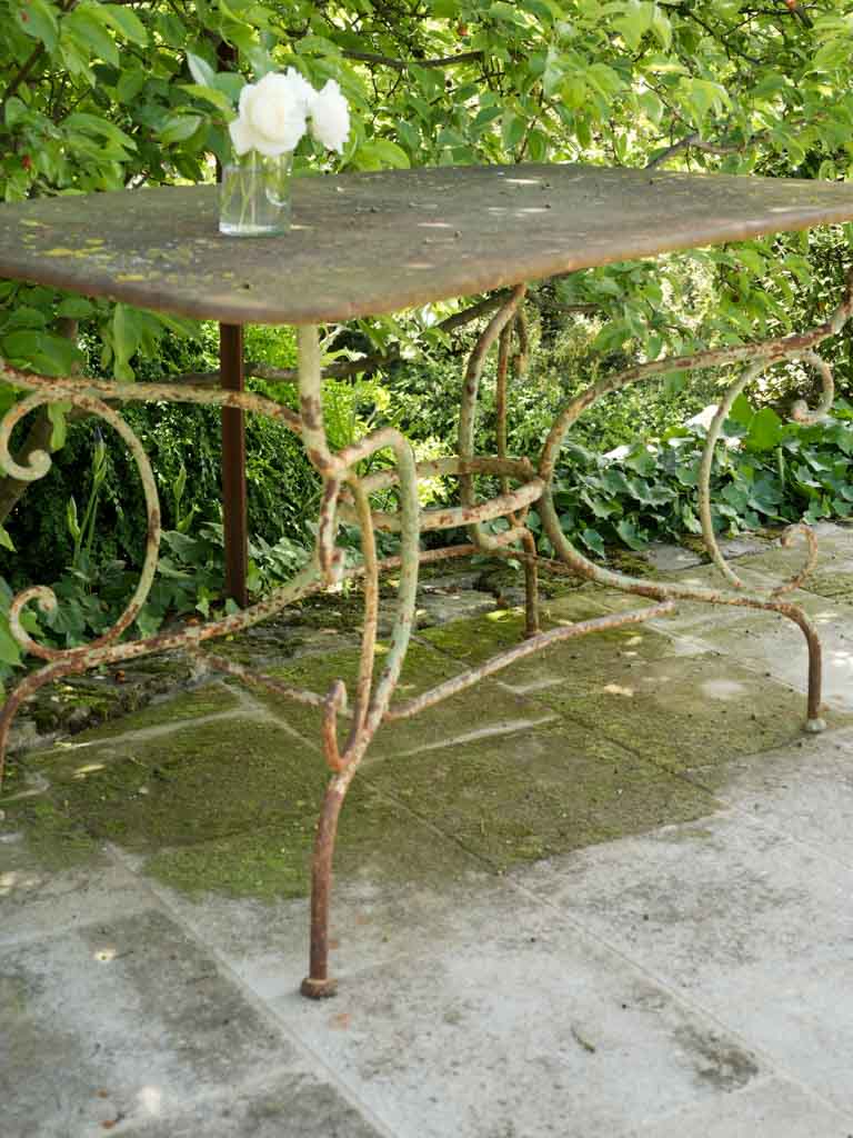 Rustic, weathered garden table