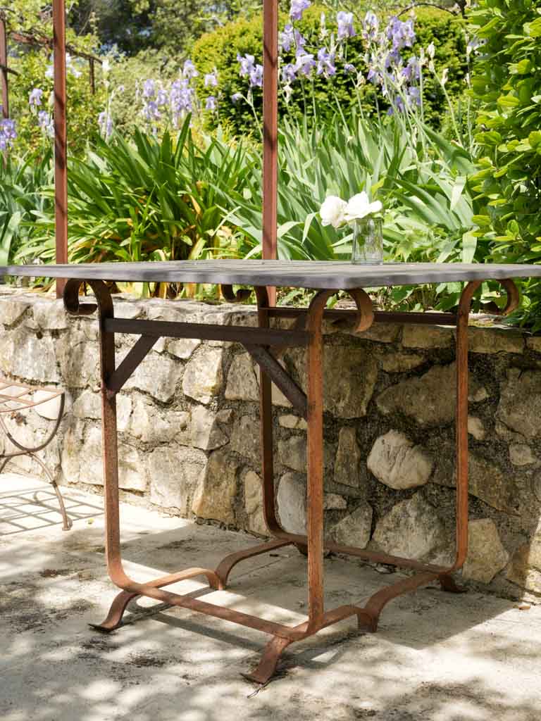 Durable black slate garden table