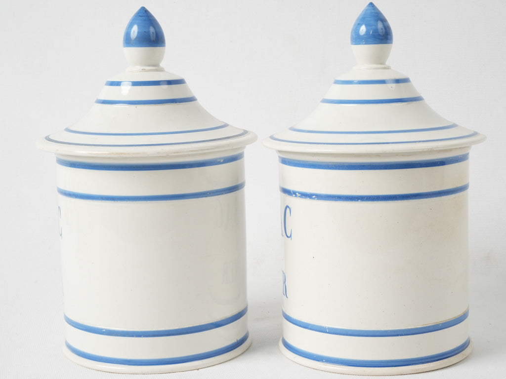 Royal blue French ceramic canisters