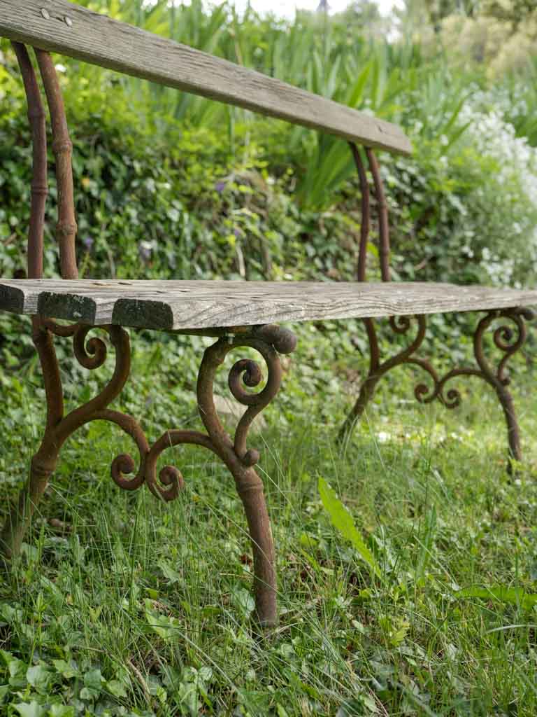 Timeless, aged wooden garden seating