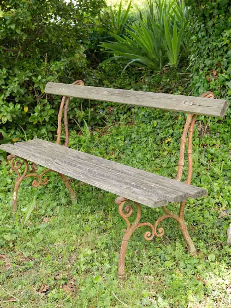 Appealing, aged wooden outdoor benches