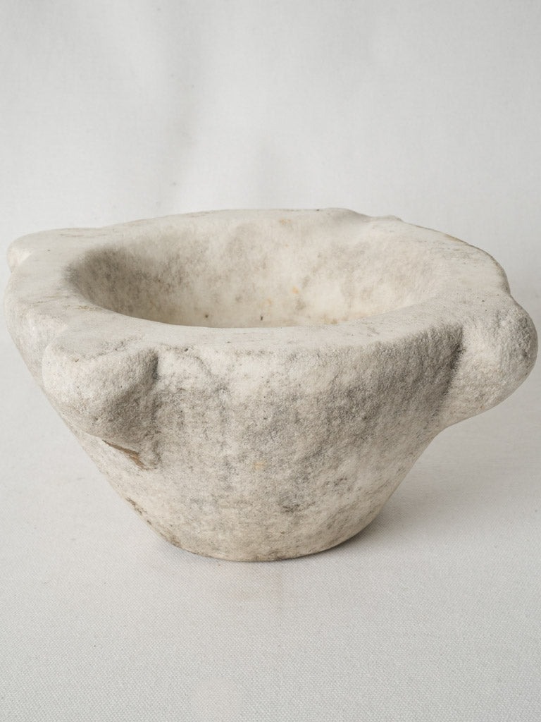 Antique French white marble mortar