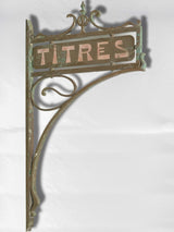 Vintage brass Art Nouveau bank sign