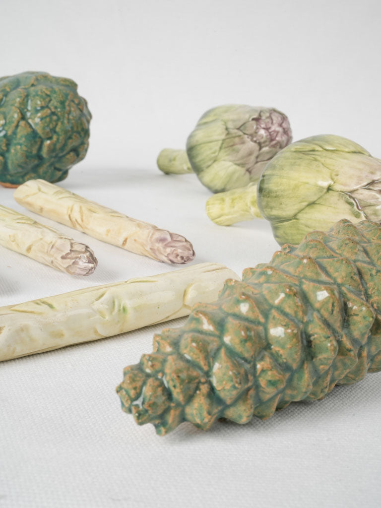 Naturalistic glazed French Majolica vegetables