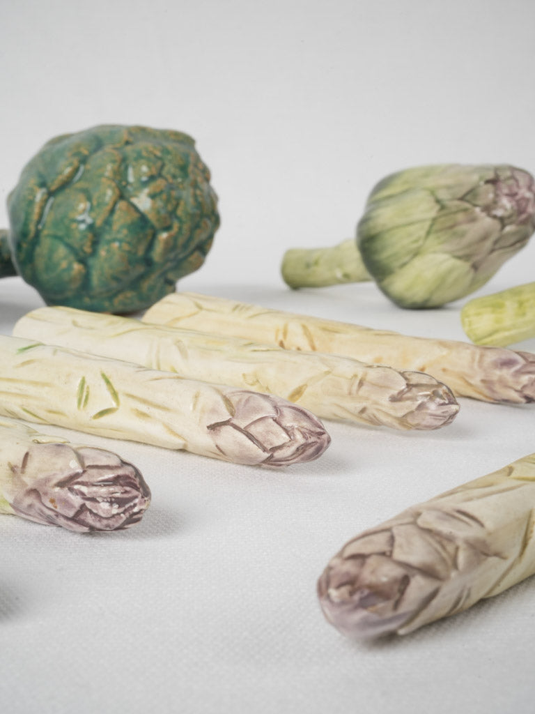 Vintage French Majolica artichoke set