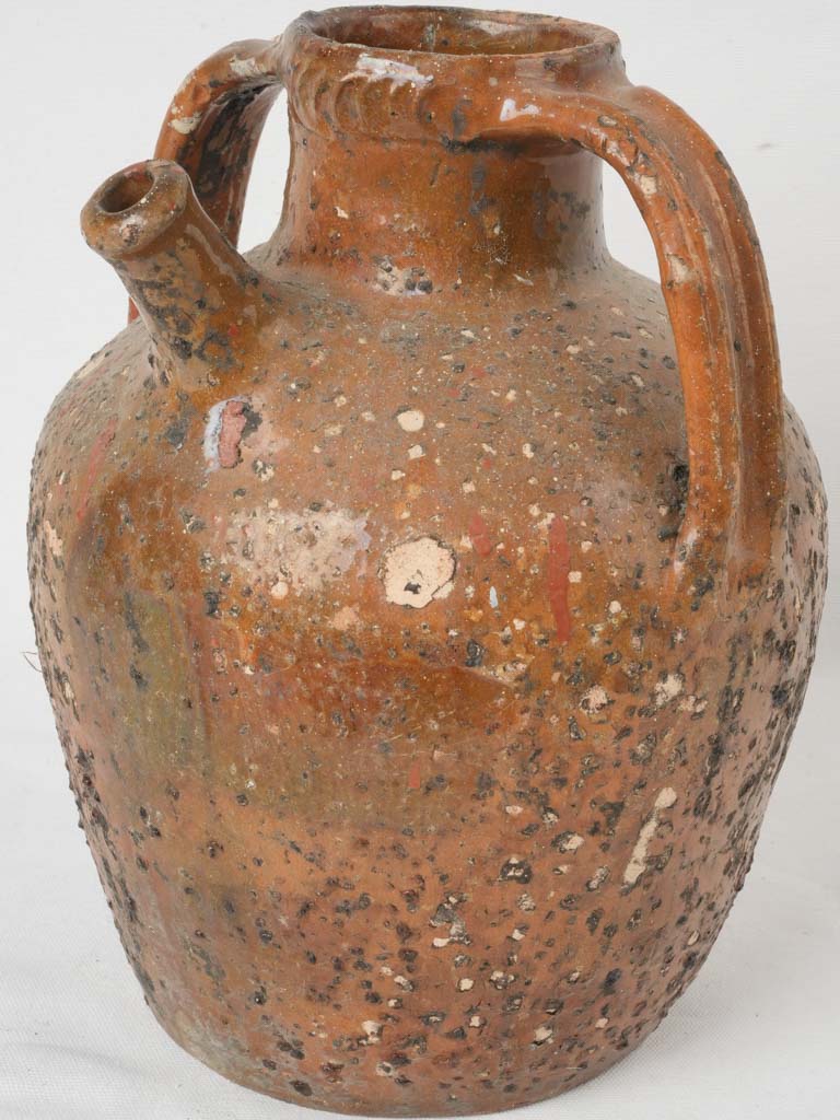 Antique glazed terracotta oil jar  