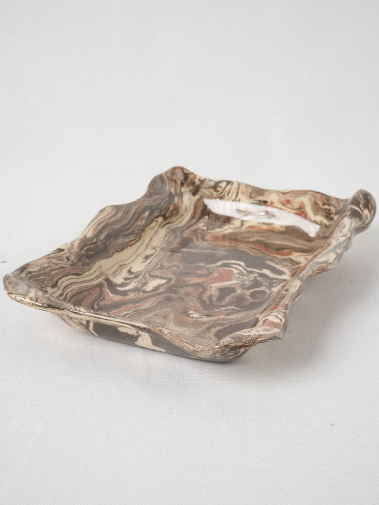 Provencal artisanal marbled earthenware platter