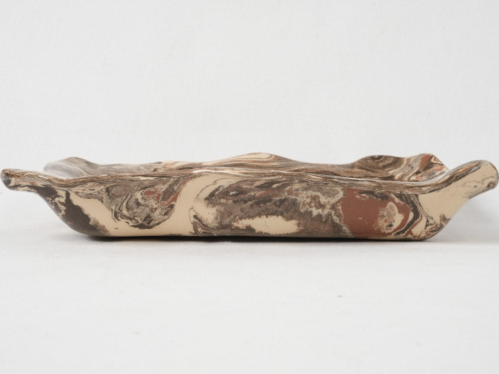 Exquisite rustic marbleized earth-toned platter