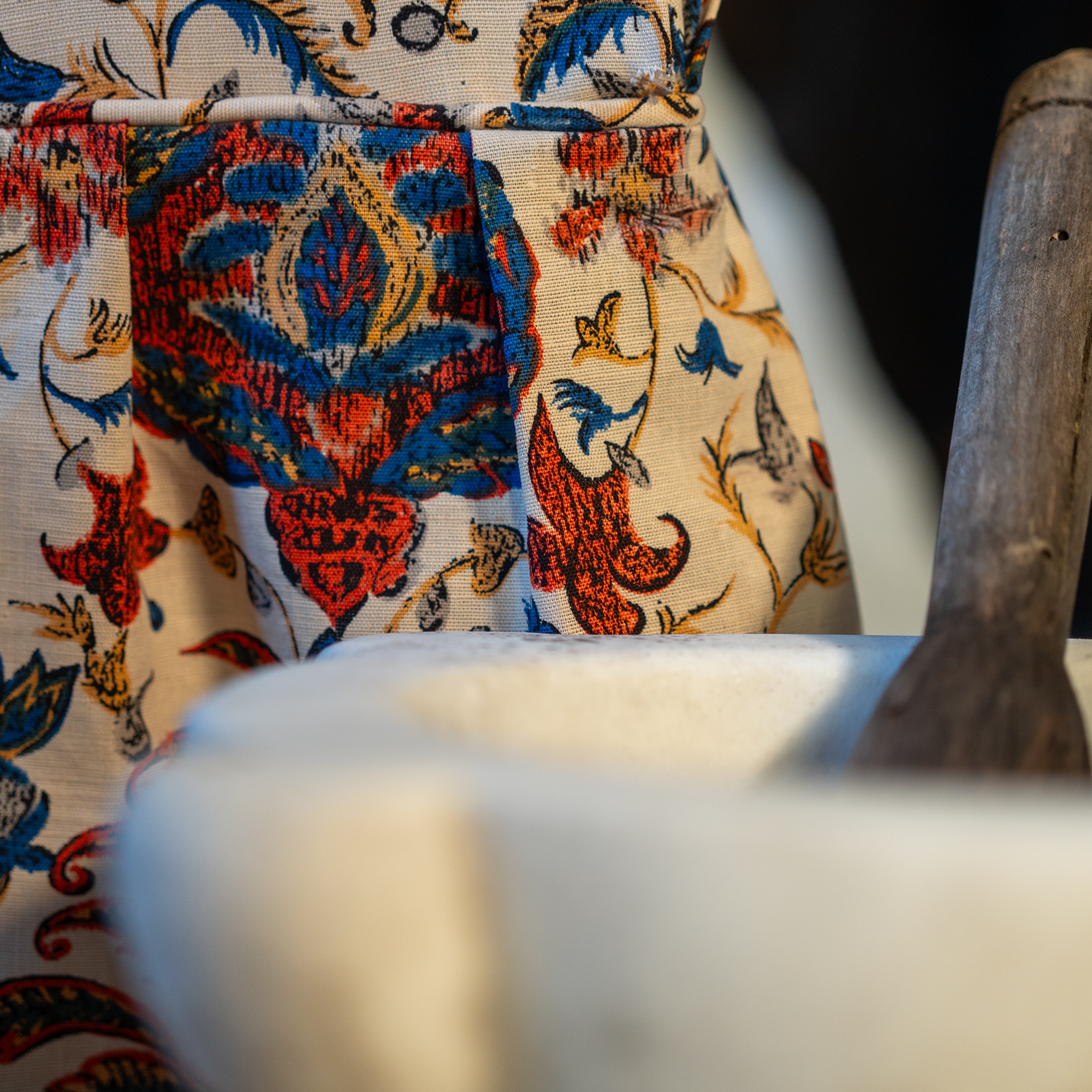 Well-loved pouring spout mortar pestle