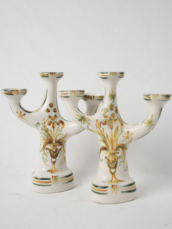 Vintage Quimper ceramic candelabras