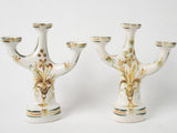 Antique Quimper three-armed candelabras