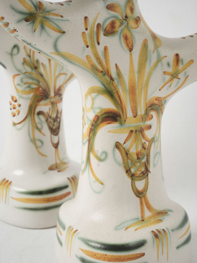 Charming Quimper pottery candlesticks