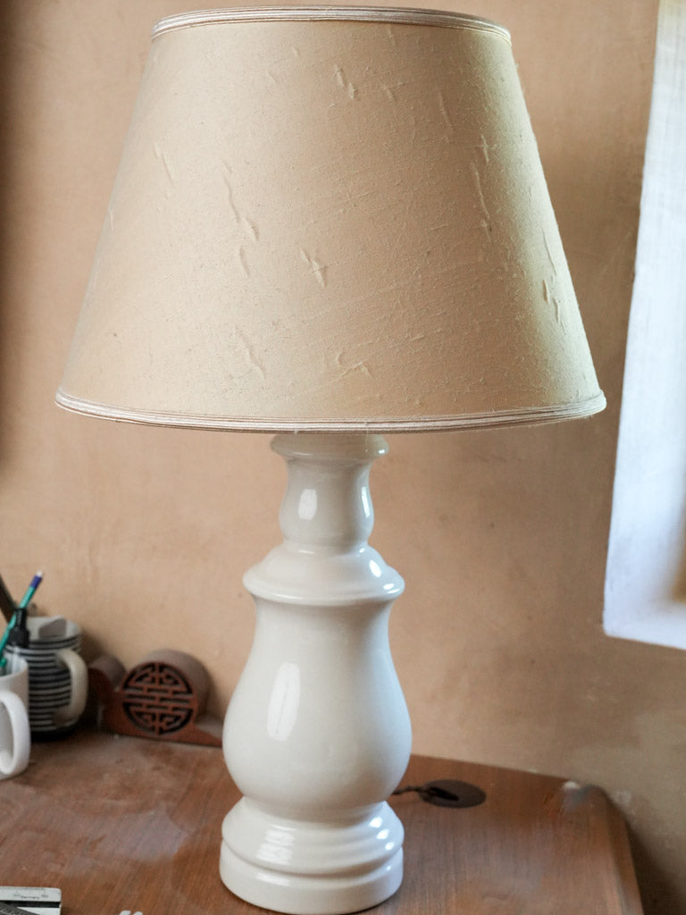 Old white ceramic baluster table lamp