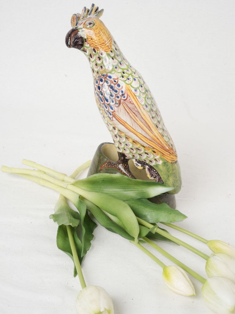 Historic colorful ceramic bird ornament