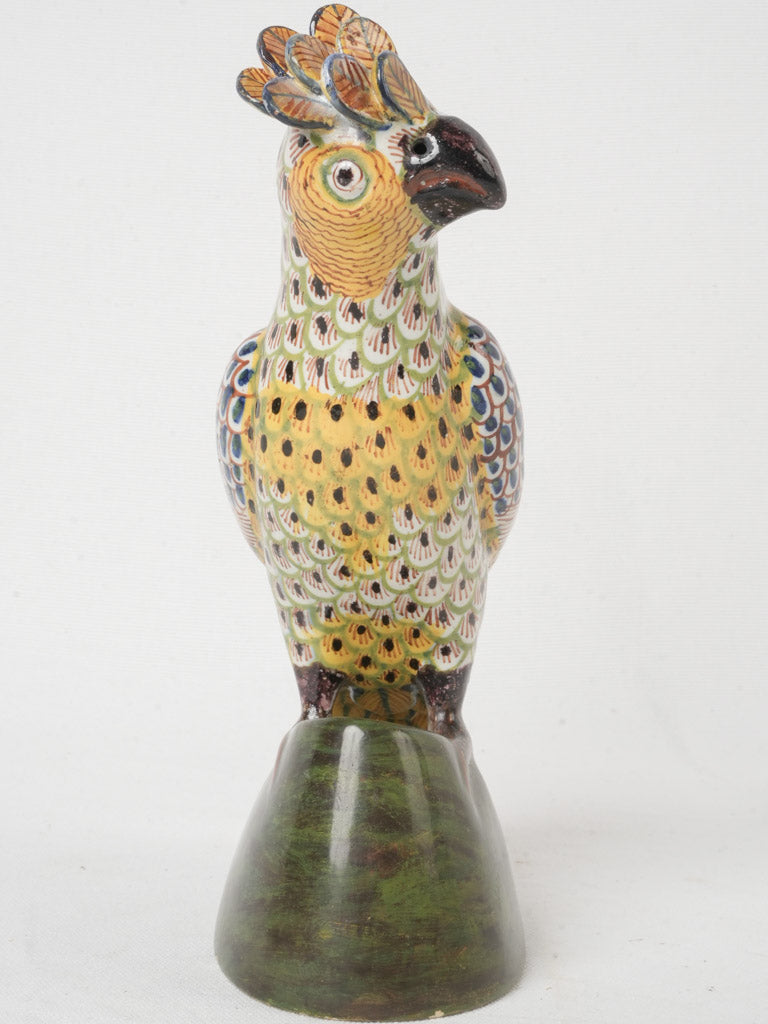 Antique Delft crafted parrot sculpture