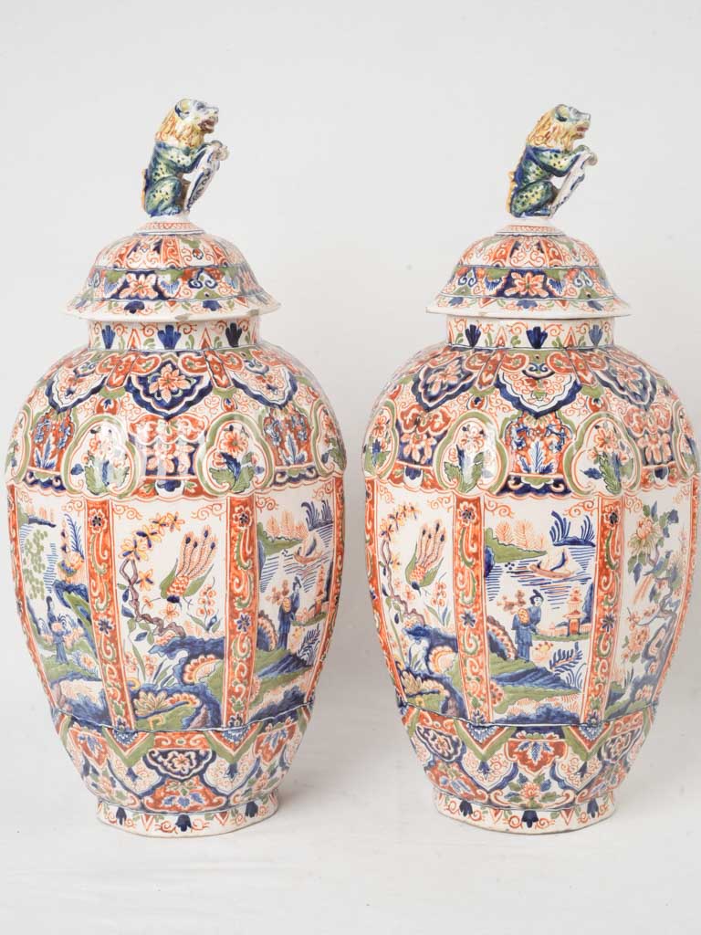 Historic stylish Foo Dog-topped jars  