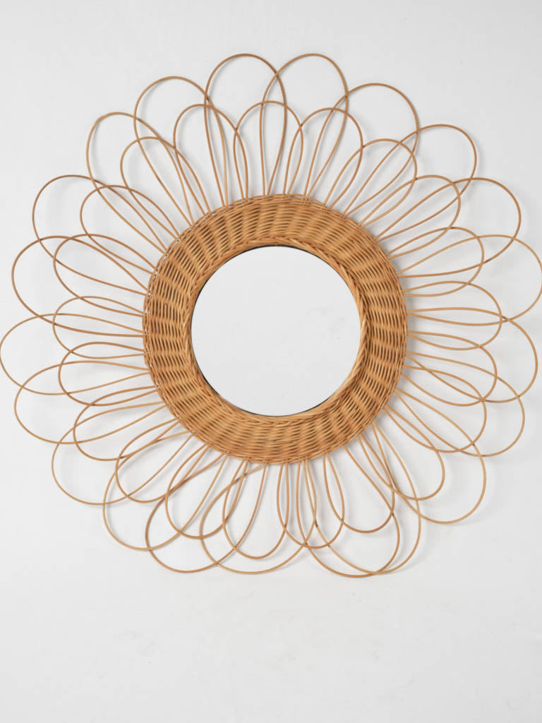 Classic floral sunburst wicker mirrors