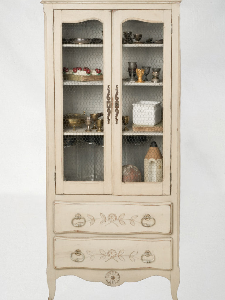 Elegant Antique French Hutch with Distressed Finish