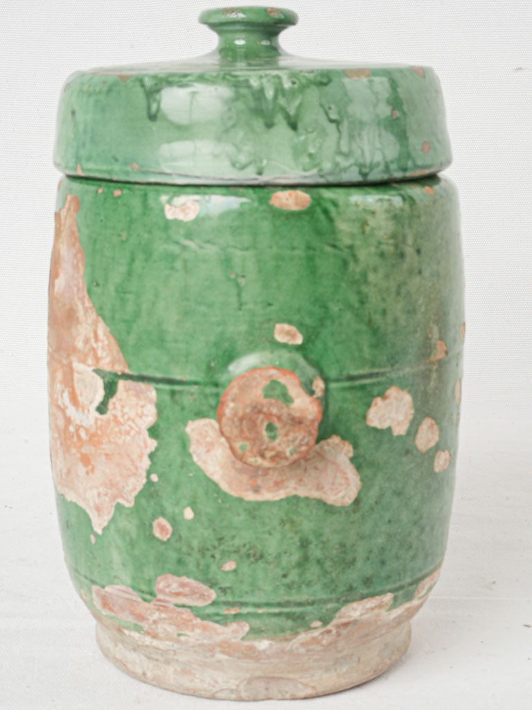 Weathered patina rounded pot  