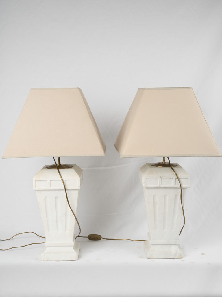 Elegant Carrara marble column lamps